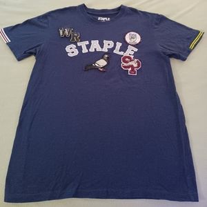 Staple Medium Pigeon PATCHES T-SHIRT Blue with Gray Spellout